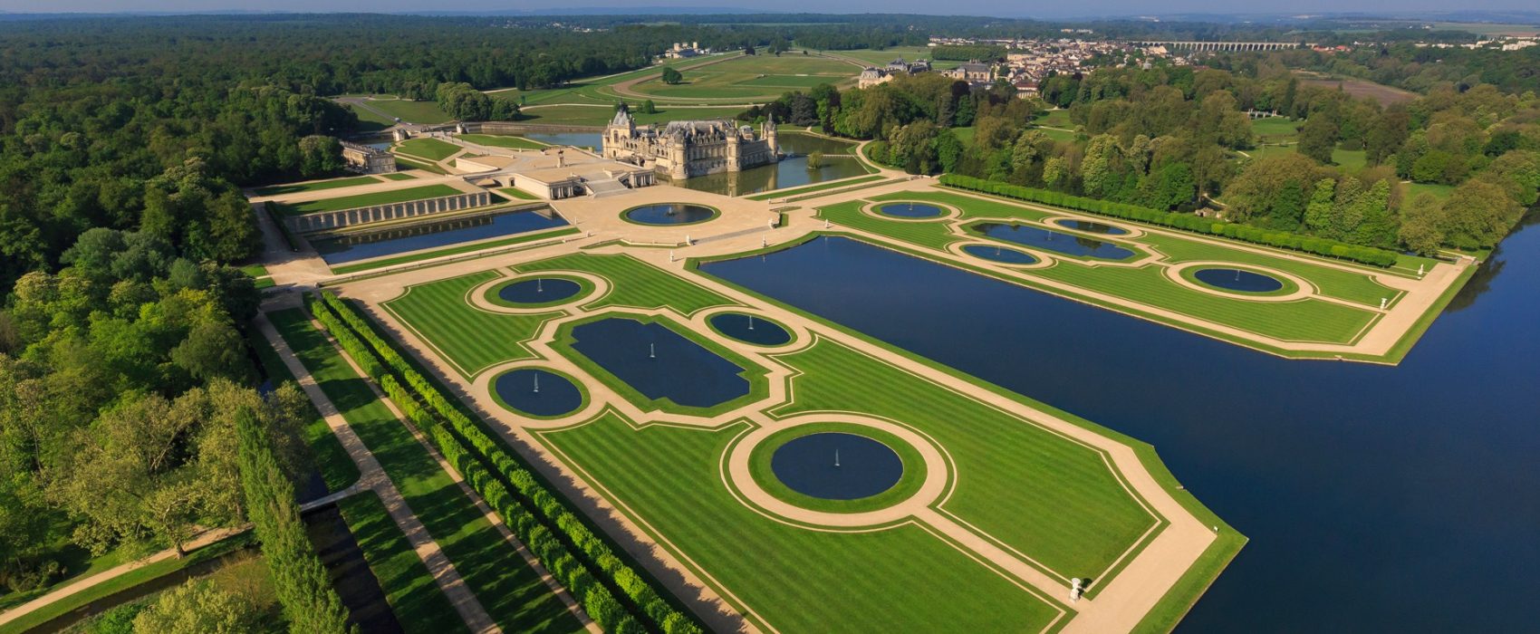 Arial View of Château De Chantilly Estate France