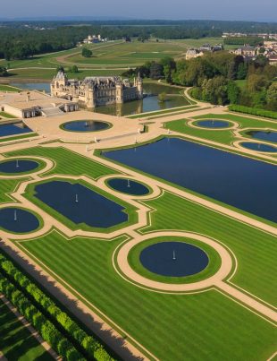 Arial View of Château De Chantilly Estate France