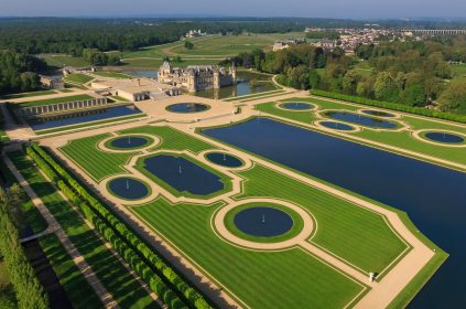 Arial View of Château De Chantilly Estate France
