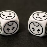 2 White Dice With Sad Faces OOn All sides