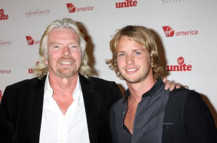Richard Branson Smiling For Photo With Arm Around His Son Photo: iStock