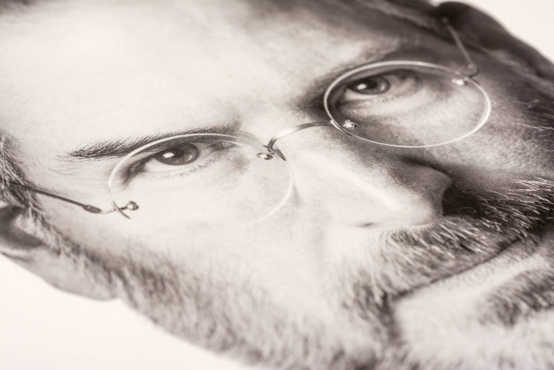Black And White Close Up Photo Of Steve Jobs