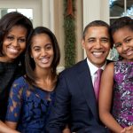 Barack And Michelle Obama With Daughters Malia And Sasha